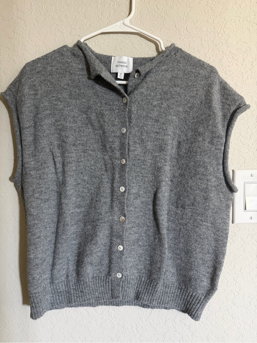 Things Between Grey Button-Front Sleeveless Knit Vest